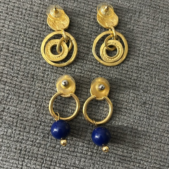 Two (2) Pairs of Gold Hanging Earrings - Picture 2 of 2